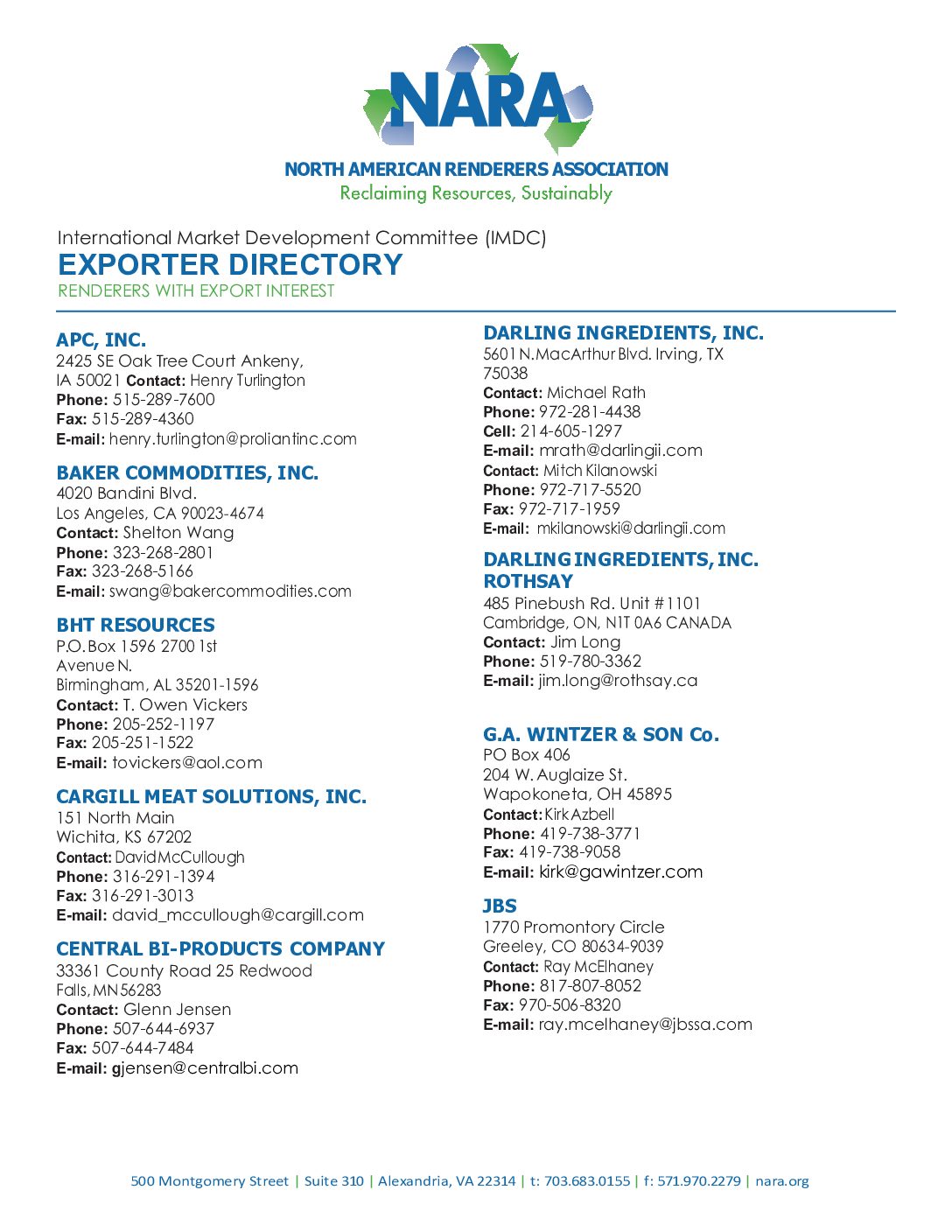 International Market Development Committee Exporter Directory