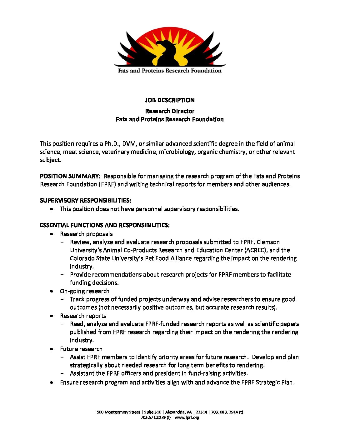 FPRF Research Director Job Description